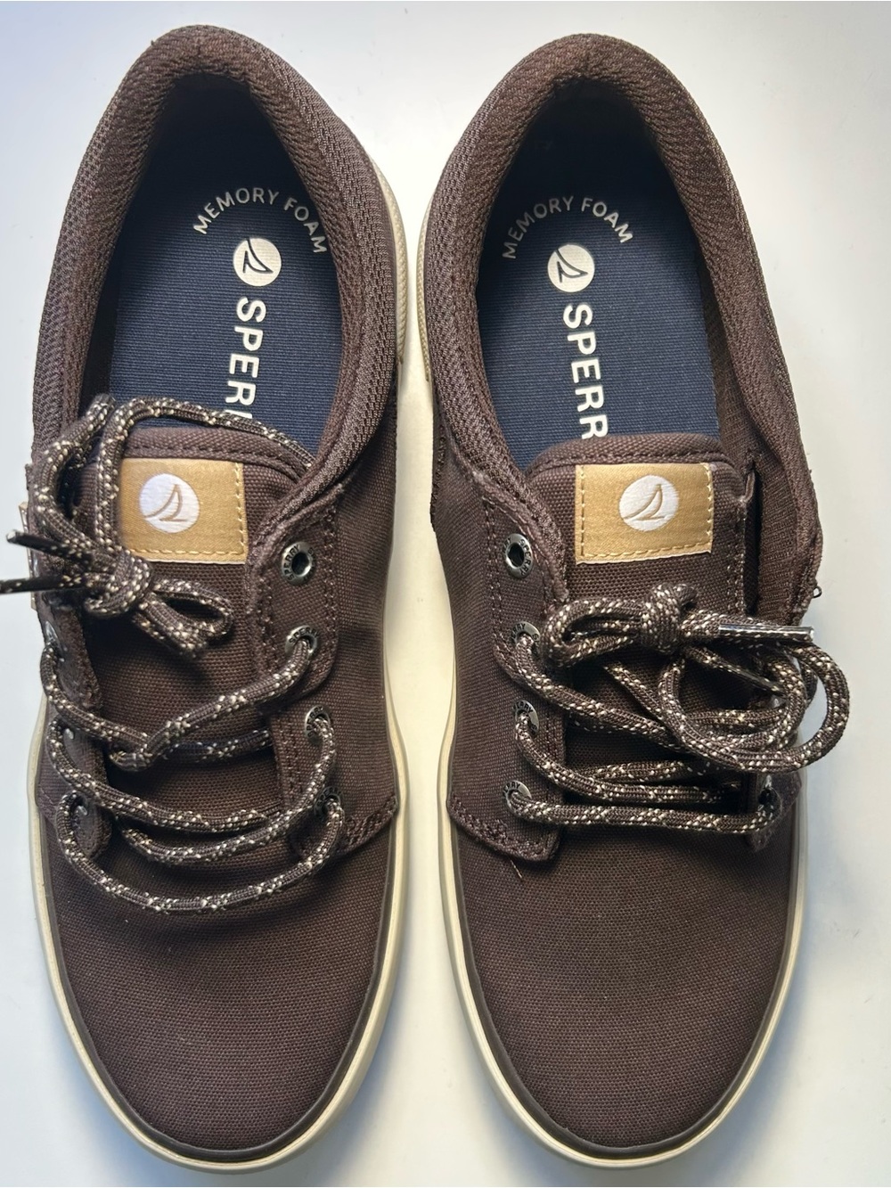 Sperry Men’s Brown Canvas Boat Shoes with Memory Foam